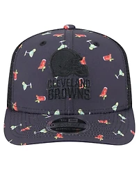 New Era Men's Navy/Black Cleveland Browns Adventure Drinks Pattern 9SEVENTY Stretch-Snap Hat