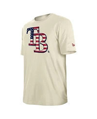 New Era Men's Cream Tampa Bay Rays Americana Flag Fill T-Shirt