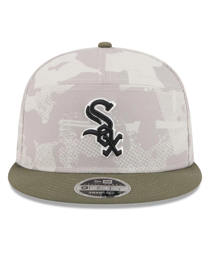 New Era Men's Light Beige/Olive Chicago White Sox 2025 Armed Forces Day Split Panel 9FIFTY Snapback Hat