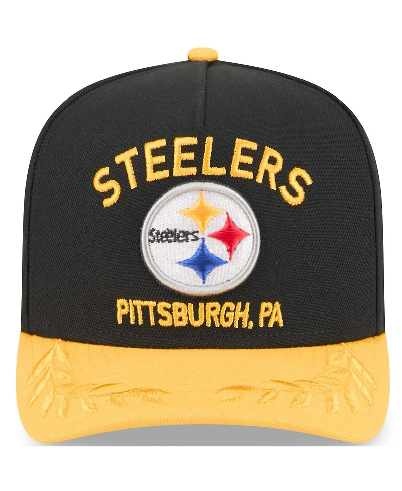 New Era Big Boys and Girls Black/Gold Pittsburgh Steelers 2025 Nfl Draft A-Frame 9FIFTY Snapback Hat