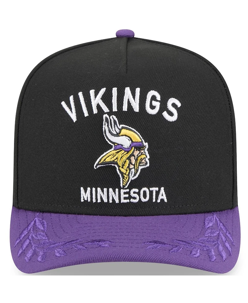 New Era Big Boys and Girls Black/Purple Minnesota Vikings 2025 Nfl Draft A-Frame 9FIFTY Snapback Hat