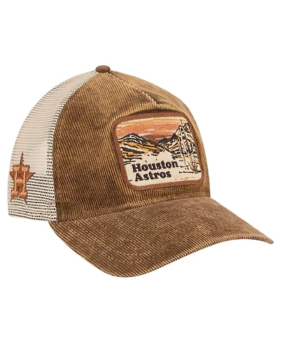 New Era Men's Dark Brown Houston Astros Vintage Landscape 9TWENTY A-Frame Adjustable Trucker Hat