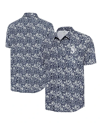 Antigua Men's Navy Seattle Mariners Resort Button-Up Shirt