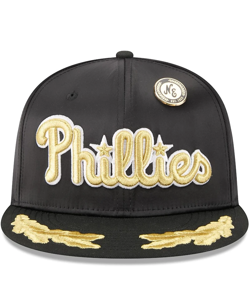 New Era Men's Black Philadelphia Phillies 2025 59FIFTY Day Gold Leaf Fitted Hat