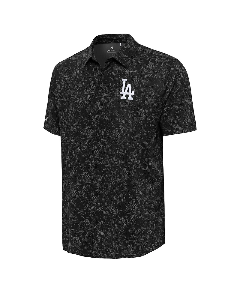 Antigua Men's Black Los Angeles Dodgers Lush Button-Up Shirt