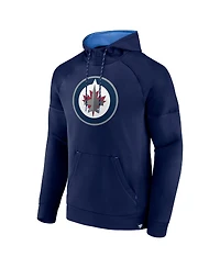Fanatics Men's Navy Winnipeg Jets Iconic Defender Raglan Pullover Hoodie