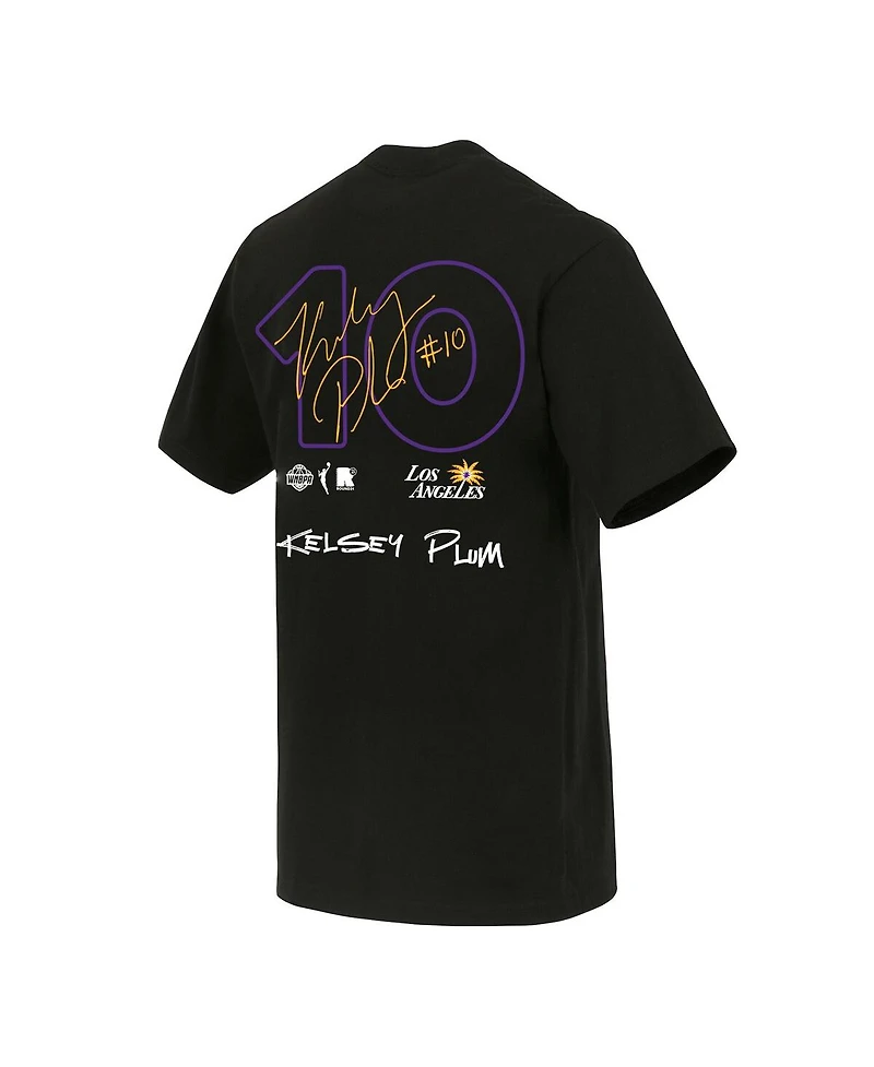 Round21 Men's and Women's Black Kelsey Plum Los Angeles Sparks Boxy Signature Name Number T-Shirt