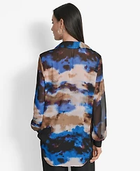 Dkny Women's Printed Button-Front Long-Sleeve Shirt