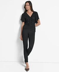 Dkny Women's Center-Ruched Flutter-Sleeve Top