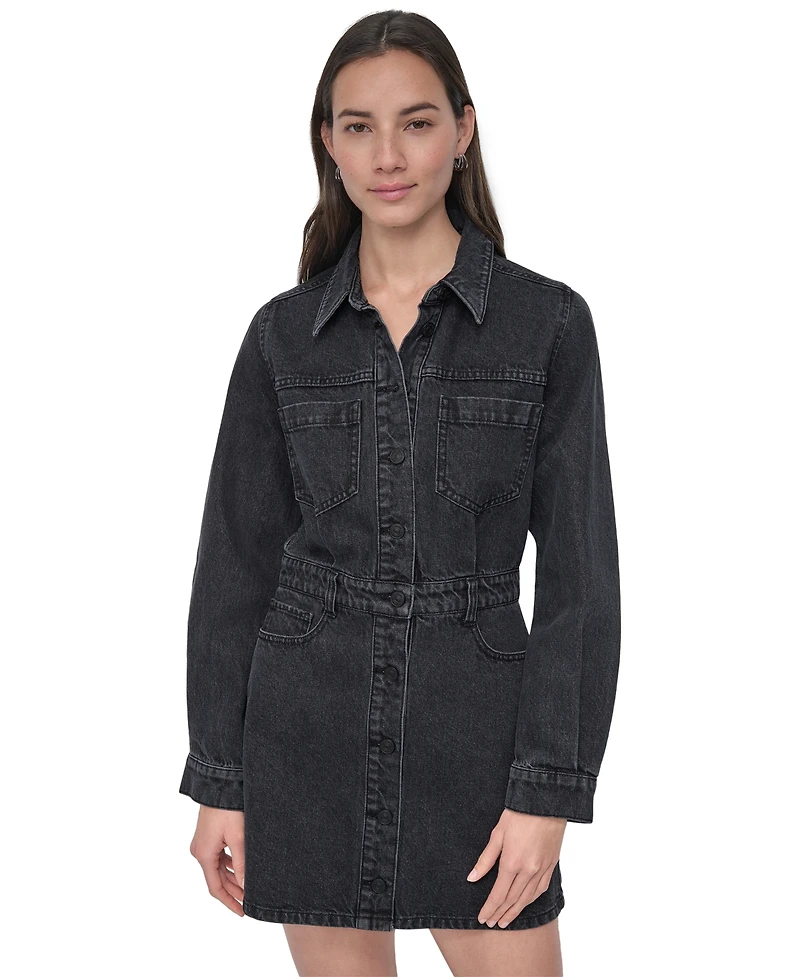 Dkny Jeans Women's Button-Down Long-Sleeve Denim Dress - Nsx