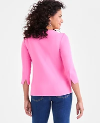 Style & Co Women's Pima Cotton 3/4-Sleeve Boat-Neck Top, Created for Macy's