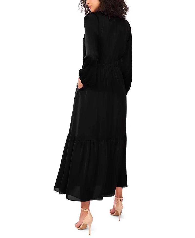 1.state Women's Drawstring-Waist Button-Front Maxi Dress