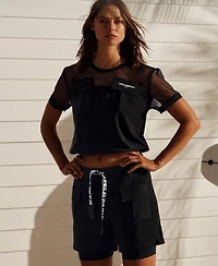Karl Lagerfeld Paris Women's Mesh-Trim Cargo Shorts