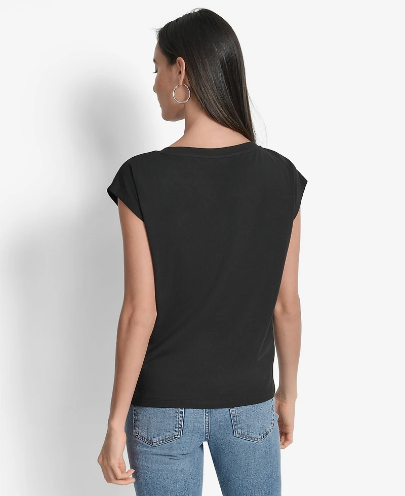 Dkny Women's Grommet Stack Logo Crewneck T-Shirt