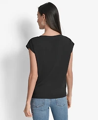 Dkny Women's Grommet Stack Logo Crewneck T-Shirt
