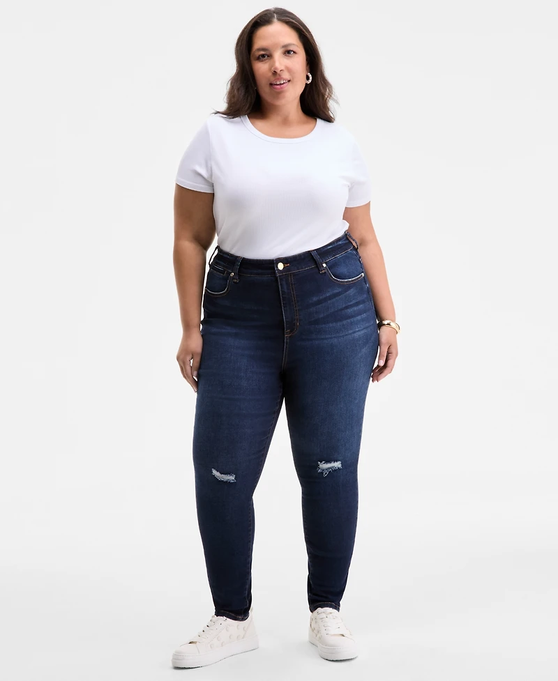 On 34th Trendy Plus High-Rise Skinny Distressed Jeans, Exclusively at Macy's
