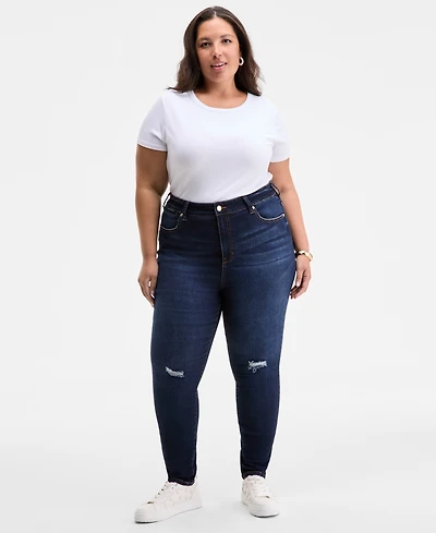On 34th Trendy Plus High-Rise Skinny Distressed Jeans, Exclusively at Macy's