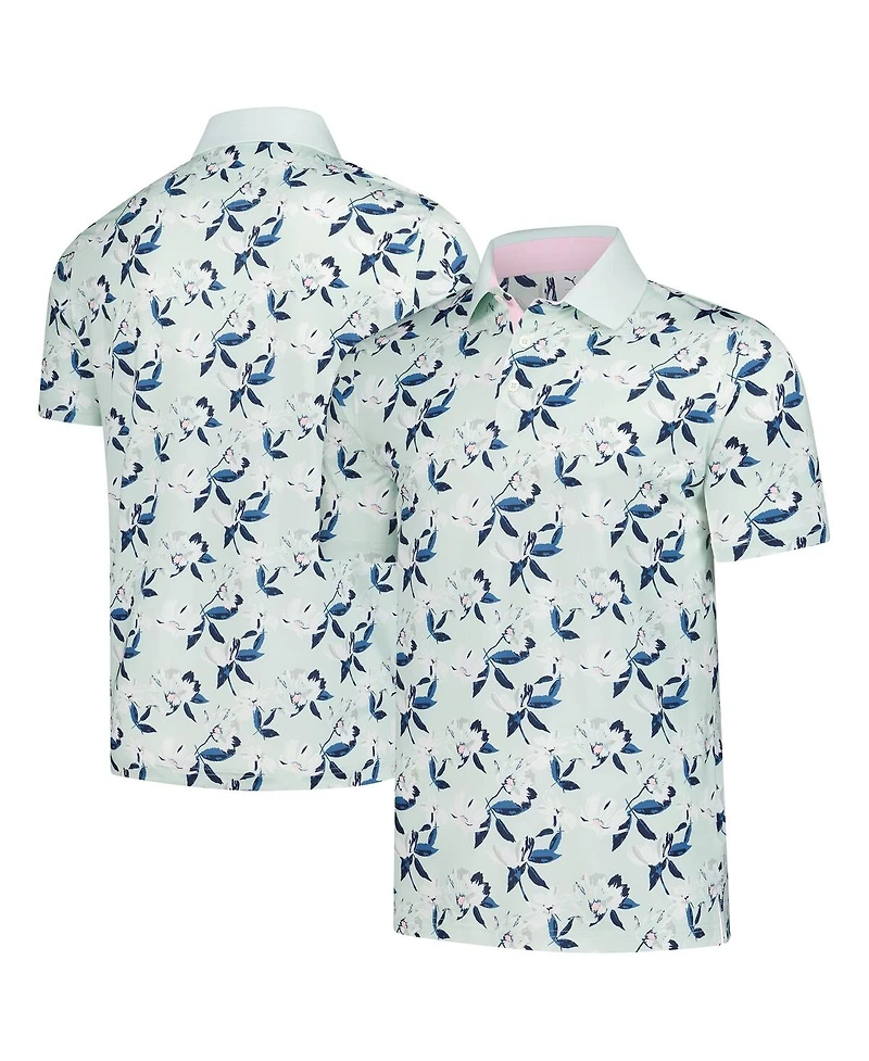 Puma Men's Mint Arnold Palmer Mattr Spring Florals Polo Shirt