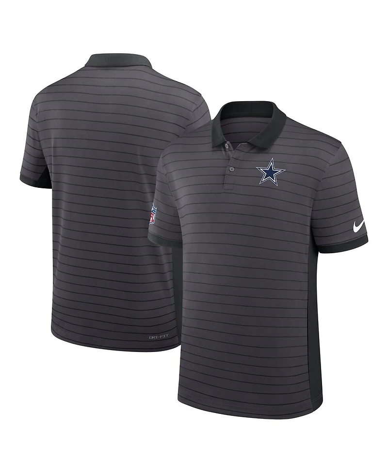 Nike Men's Gray Dallas Cowboys Sideline Victory Stripe Performance Polo Shirt