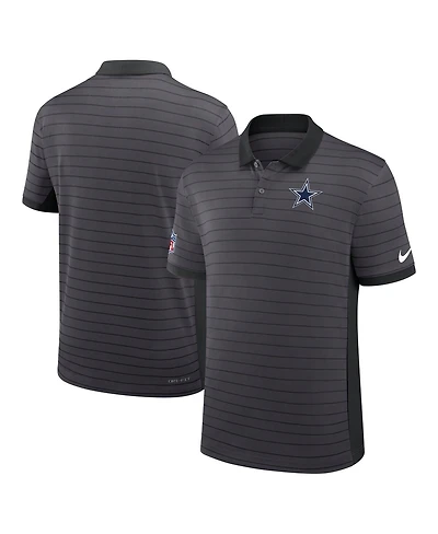 Nike Men's Gray Dallas Cowboys Sideline Victory Stripe Performance Polo Shirt
