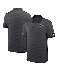 Nike Men's Gray Dallas Cowboys Sideline Victory Stripe Performance Polo Shirt