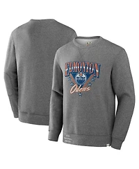 Fanatics Men's Heather Gray Edmonton Oilers Decades Collection Legendary Fleece Pullover Sweatshirt