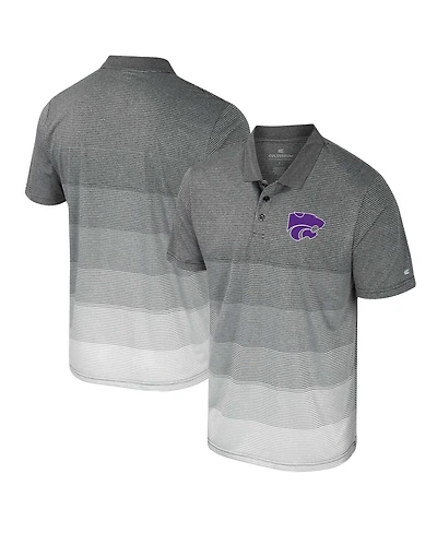 Colosseum Men's Gray Kansas State Wildcats Striped Mesh Polo Shirt