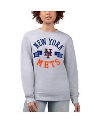 G-iii 4Her by Carl Banks Women's Heather Gray New York Mets Team Logo Fleece Pullover Sweatshirt