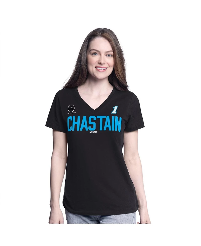 G-iii 4Her by Carl Banks Women's Black Ross Chastain Batter Up V-Neck T-Shirt