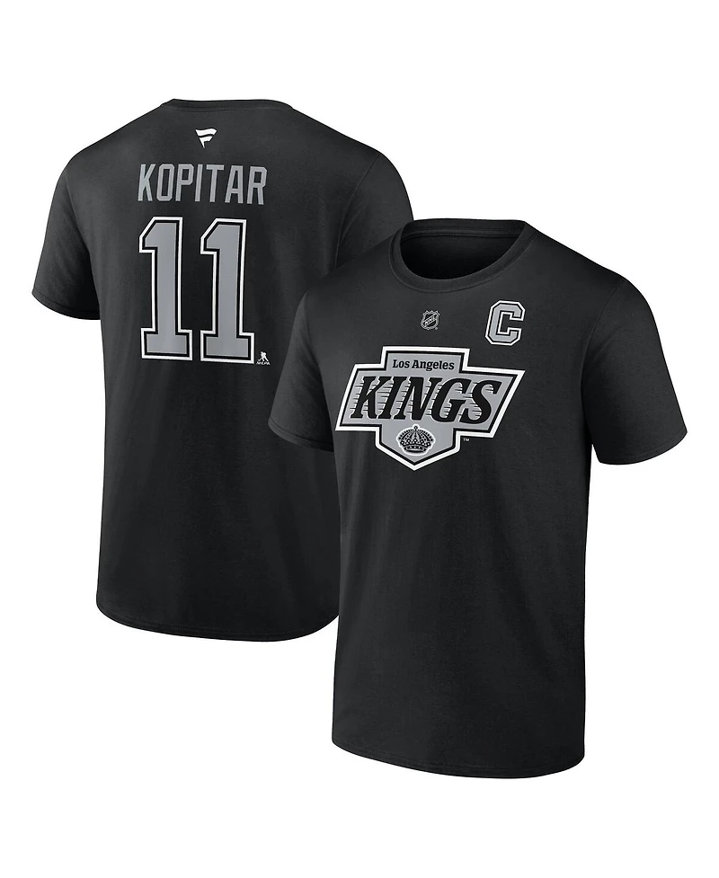 Fanatics Men's Anze Kopitar Black Los Angeles Kings Authentic Stack Name Number T-Shirt