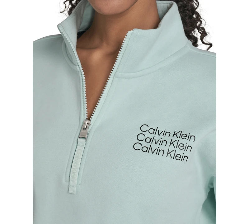 Calvin Klein Performance Women's Mini Triple Logo Fleece Half-Zip Pullover Sweatshirt