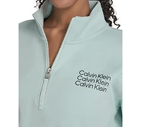 Calvin Klein Performance Women's Mini Triple Logo Fleece Half-Zip Pullover Sweatshirt