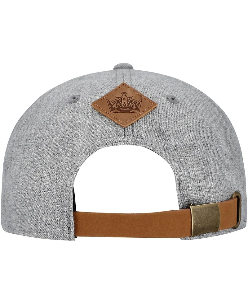 Fanatics Men's Heather Gray Los Angeles Kings Elements A-Frame Leather Strapback Hat