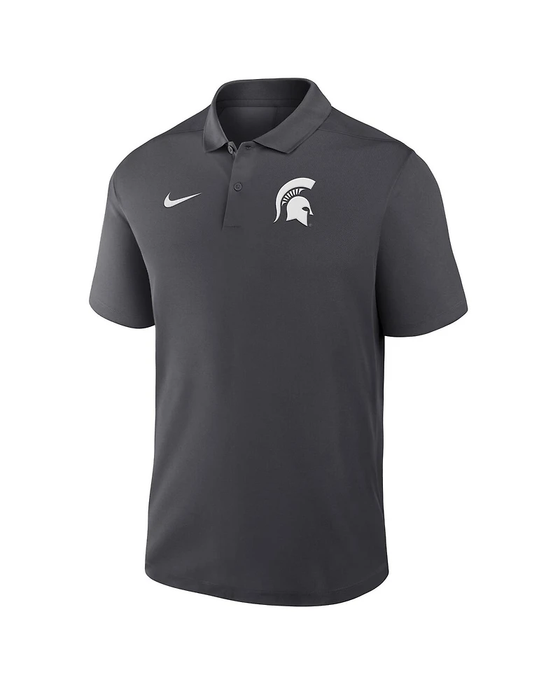 Nike Men's Anthracite Michigan State Spartans Primetime Victory Primary Logo Performance Polo Shirt