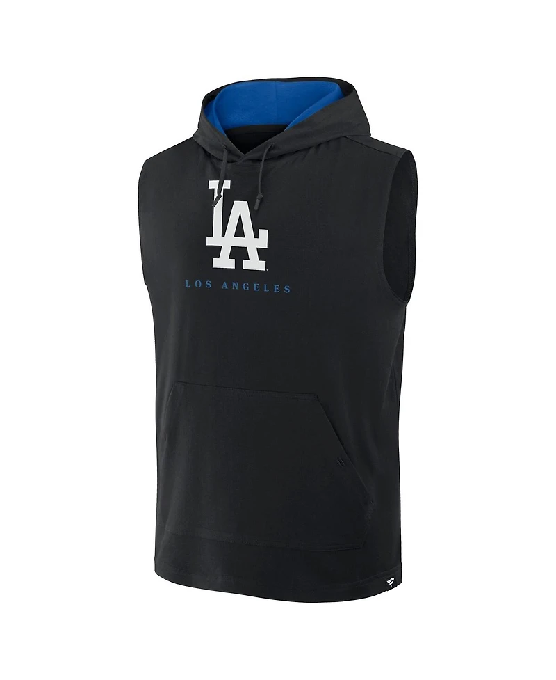 Fanatics Men's Black Los Angeles Dodgers Fire Speed Sleeveless Pullover Hoodie