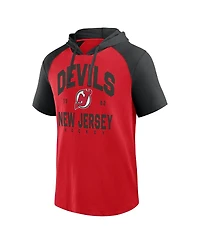 Logo Athletic Men's Red New Jersey Devils Prime Raglan Short Sleeve Pullover Hoodie