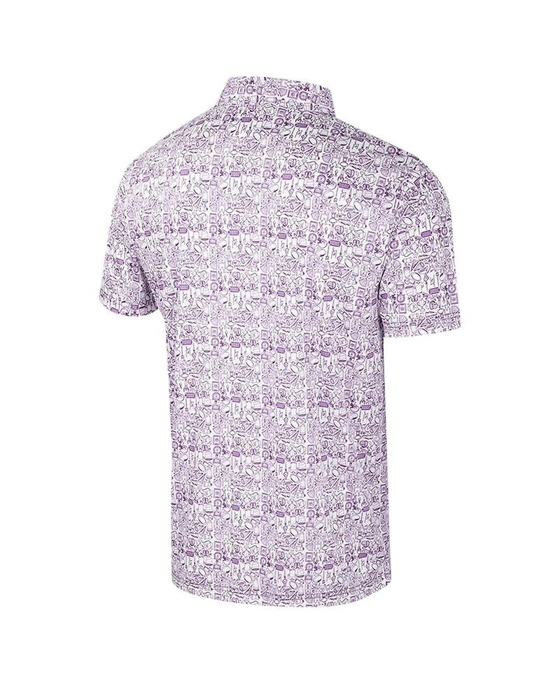 Colosseum Men's Purple Kansas State Wildcats It's Time Allover Print Polo Shirt
