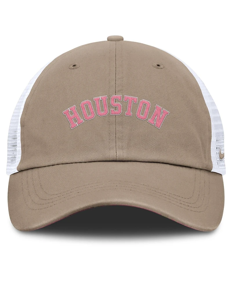 Nike Men's and Women's Khaki/White Houston Astros Club Trucker Adjustable Hat