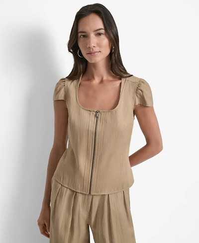 Dkny Women's Weathered Twill Square-Neck Top