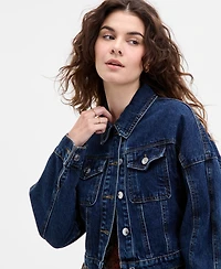 Steve Madden Women's Brixton Button-Front Cotton Denim Jacket