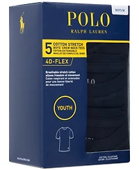 Polo Ralph Lauren Big Boys Crewneck Undershirts, 5 Pack