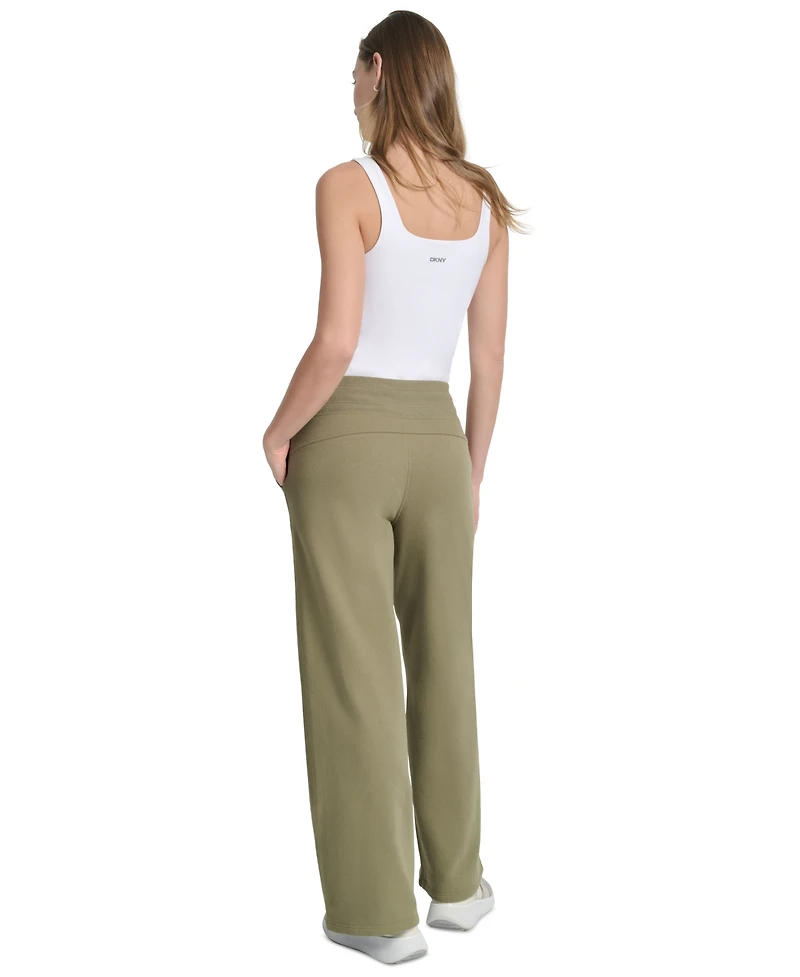 Dkny Sport Women's Studded-Logo Wide-Leg Pants