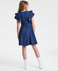 Calvin Klein Big Girls Flutter-Sleeve Denim Dress