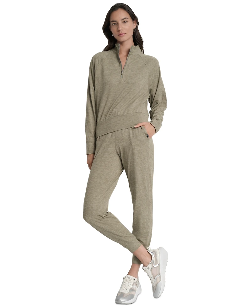 Dkny Sport Women's Space-Dyed Half-Zip Raglan-Sleeve Top