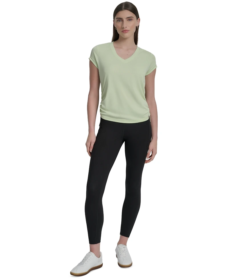 Dkny Sport Women's Crewneck Short-Sleeve Side-Ruched Top