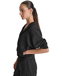 Dkny Sport Women's Drop-Shoulder High-Line Zip Scuba Hoodie