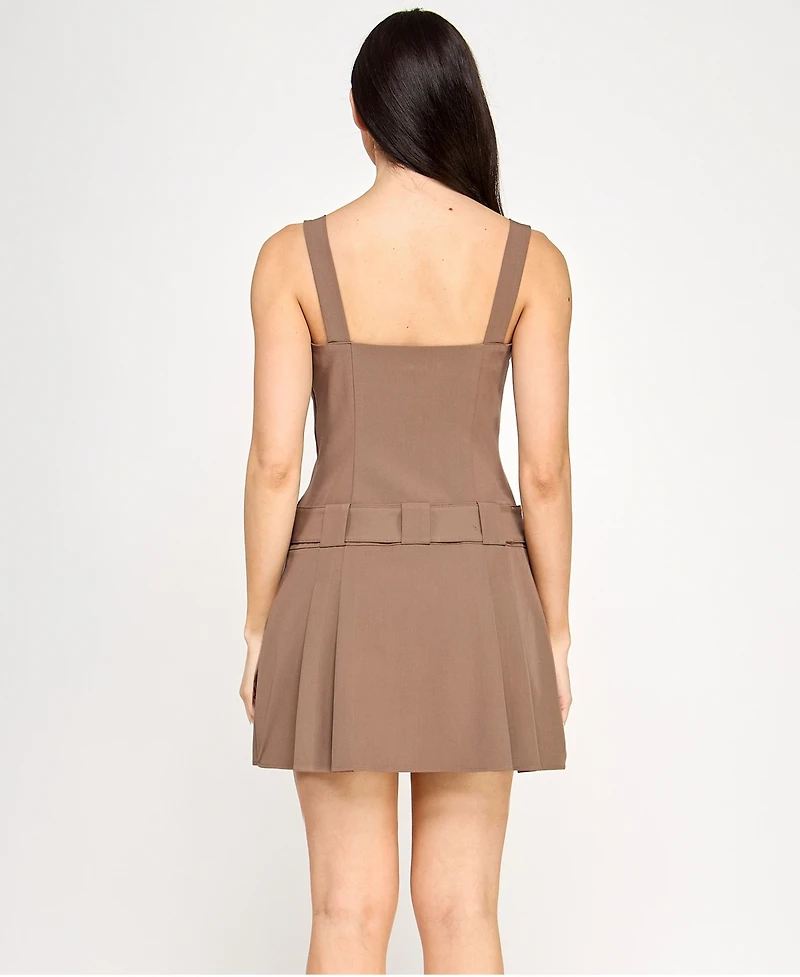Seni & Cade Juniors' Sleeveless Belted A-Line Dress