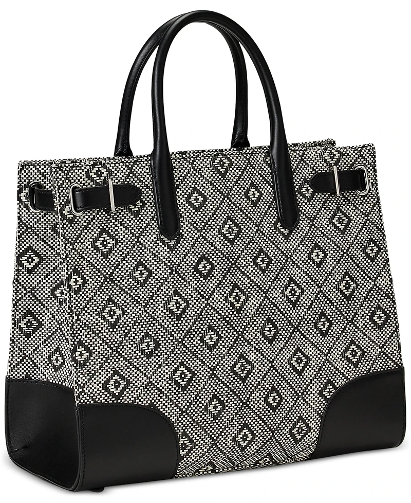 Lauren Ralph Lauren Woven Straw Medium Devyn Tote Bag