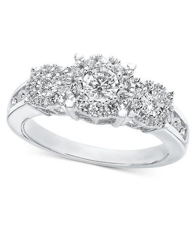 Diamond Three Stone Engagement Ring (3/4 ct. t.w.) 14k White, Yellow or Rose Gold