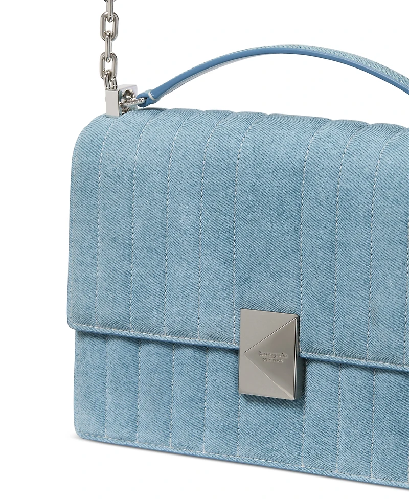 kate spade new york Deco Denim Chain Leather Shoulder Bag